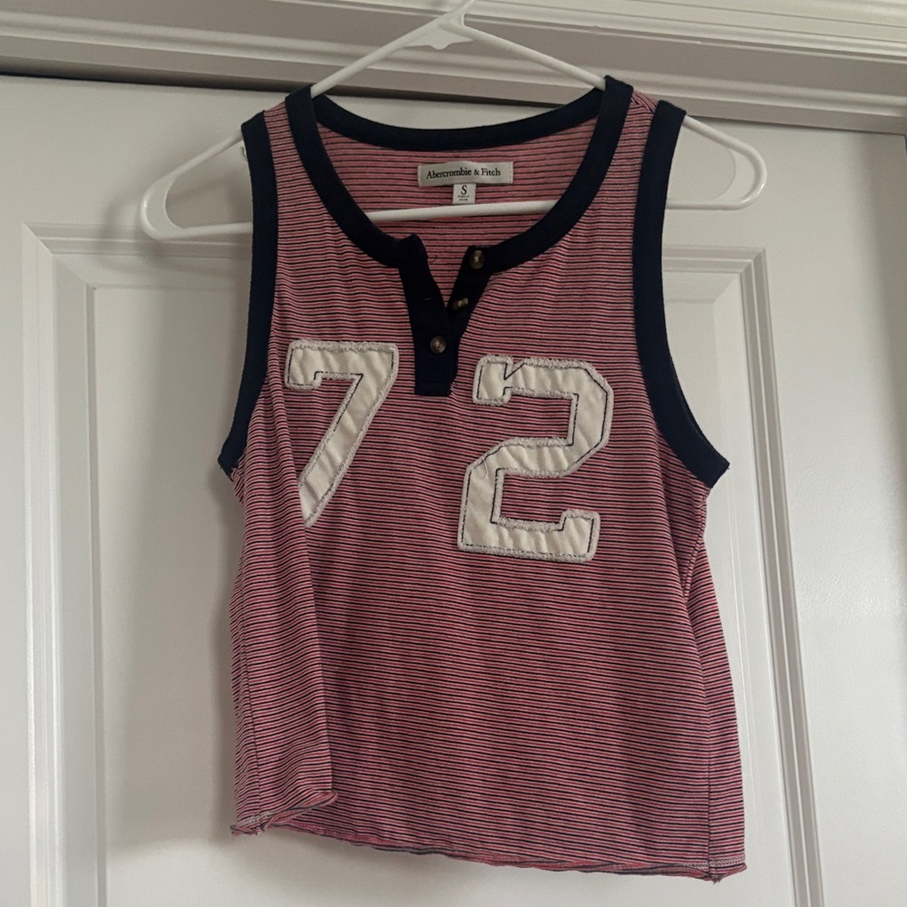 Abercrombie & Fitch Red and White Striped Tank Top